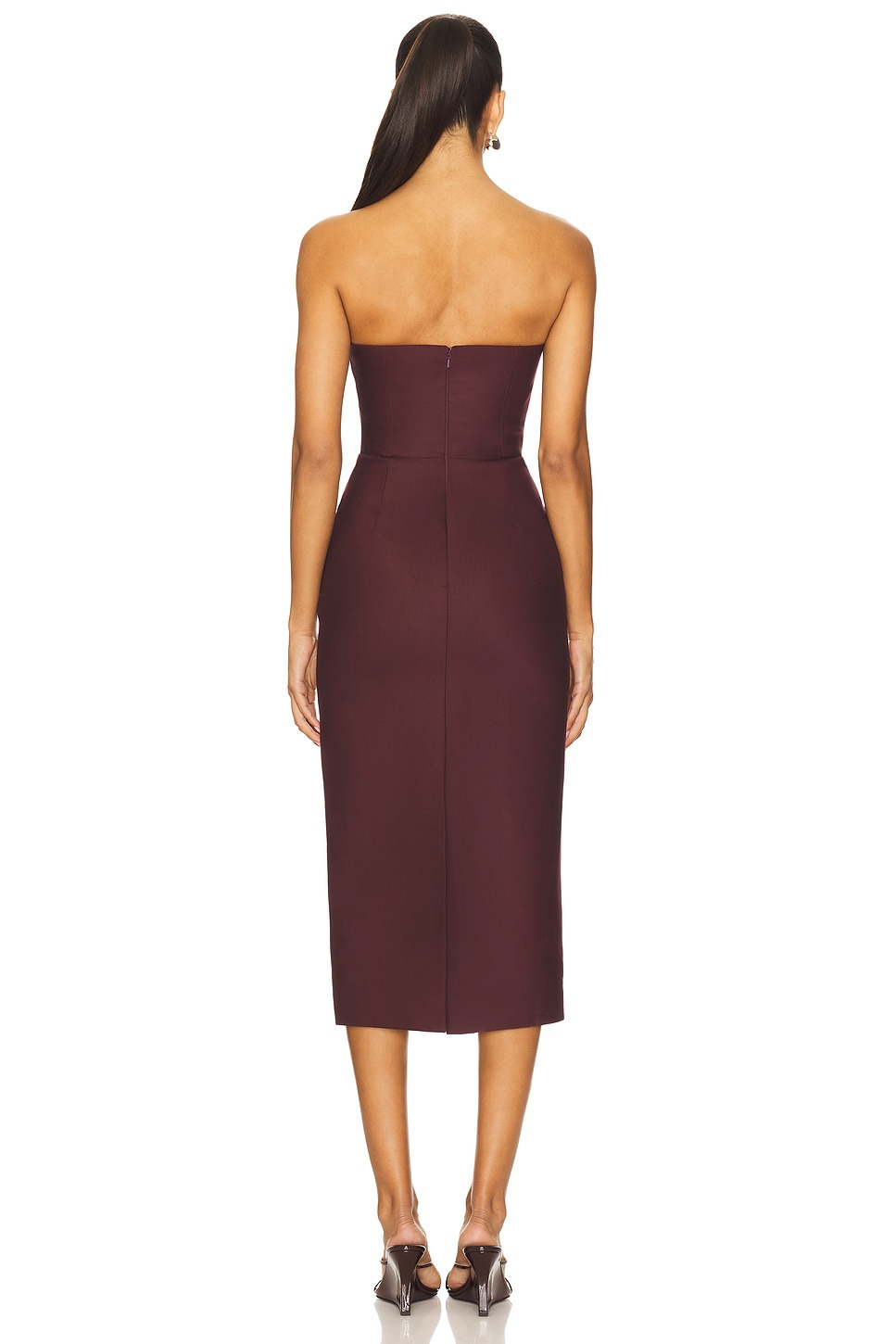 Asymmetric Cut Strapless Midi Dress - 3
