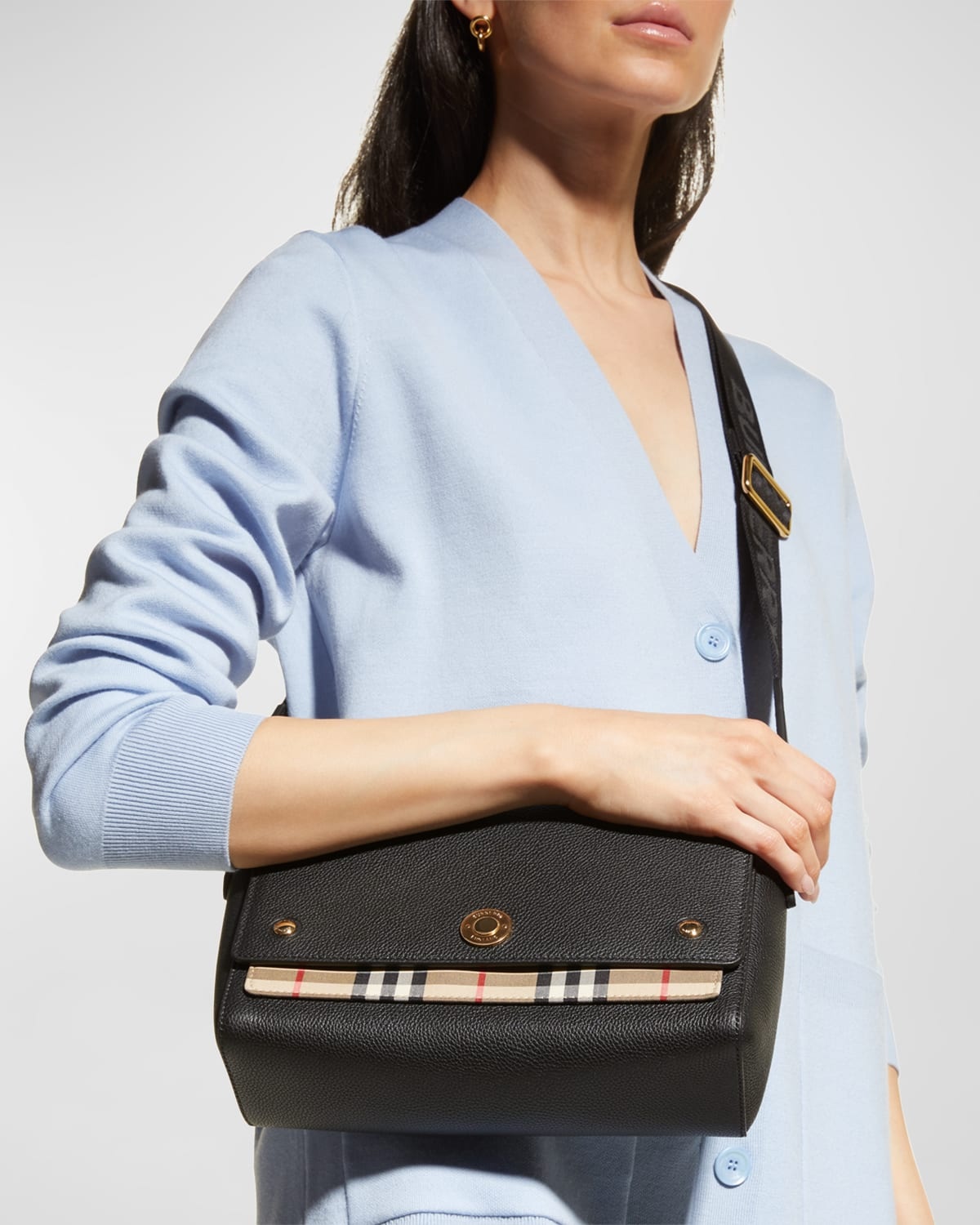 【関税＆送料込み】Burberry Note Medium Crossbody Bag Burberry Note Medium Leather & Vintage Check Crossbody Bag