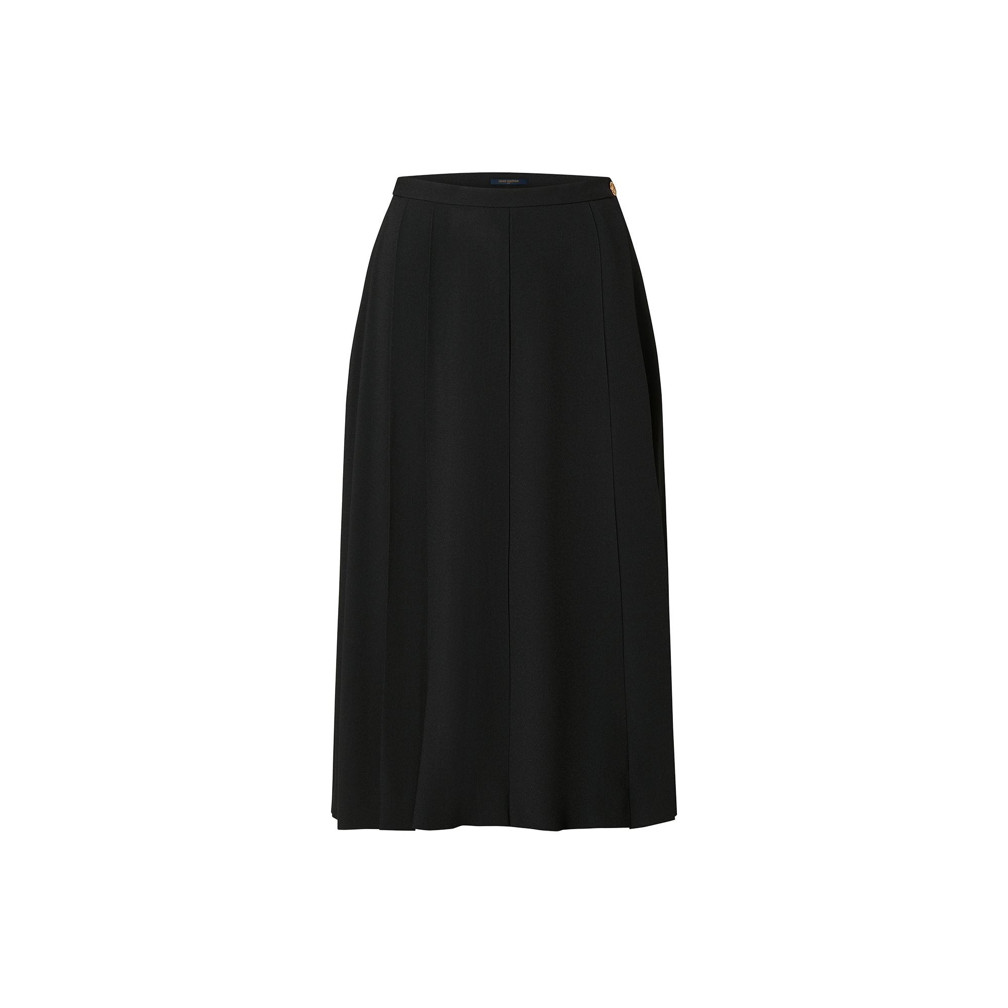 Pleated Crepe Midi Skirt - 1