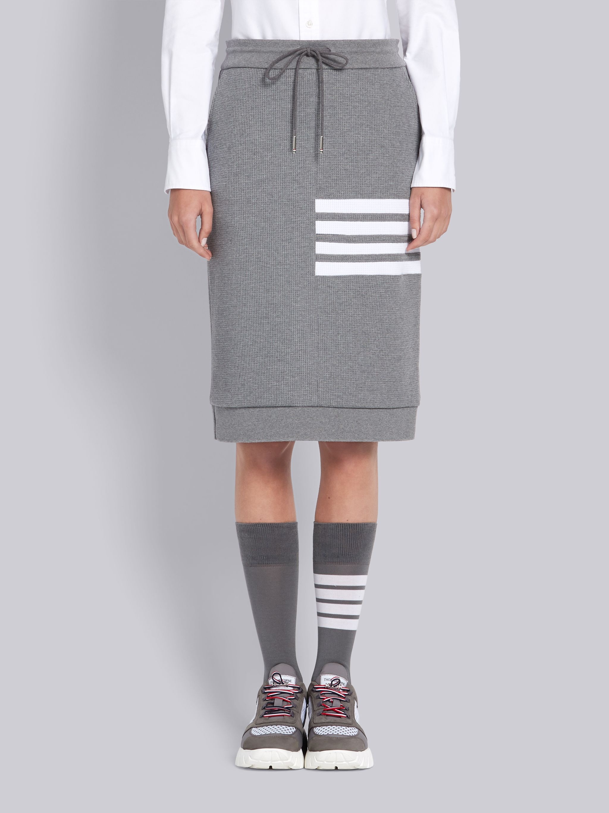 Medium Grey Waffle Knit Sack 4-Bar Skirt - 1