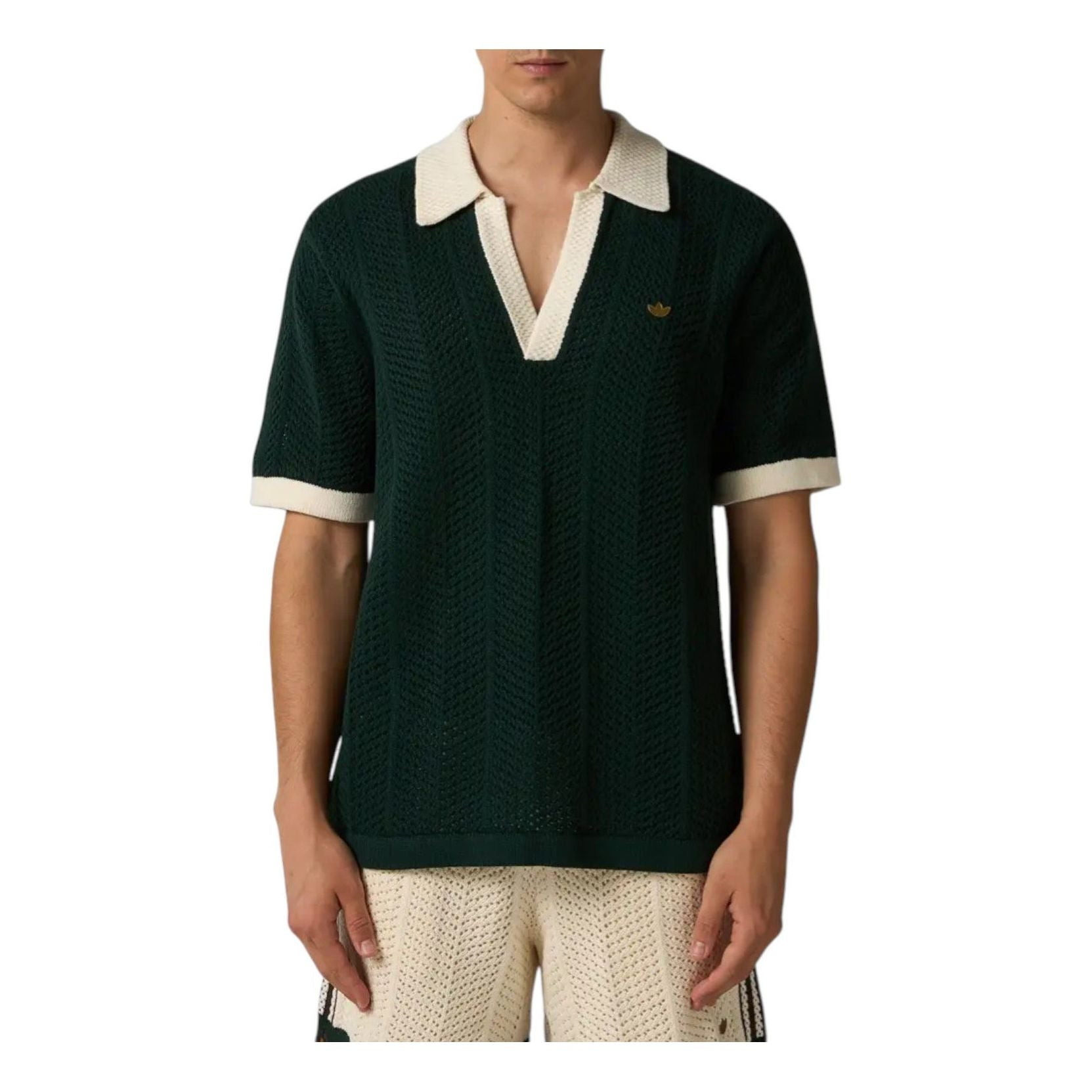 adidas x CLOT by Edison Chen Knit Polo Shirt 'Green Night' IK2942 - 2