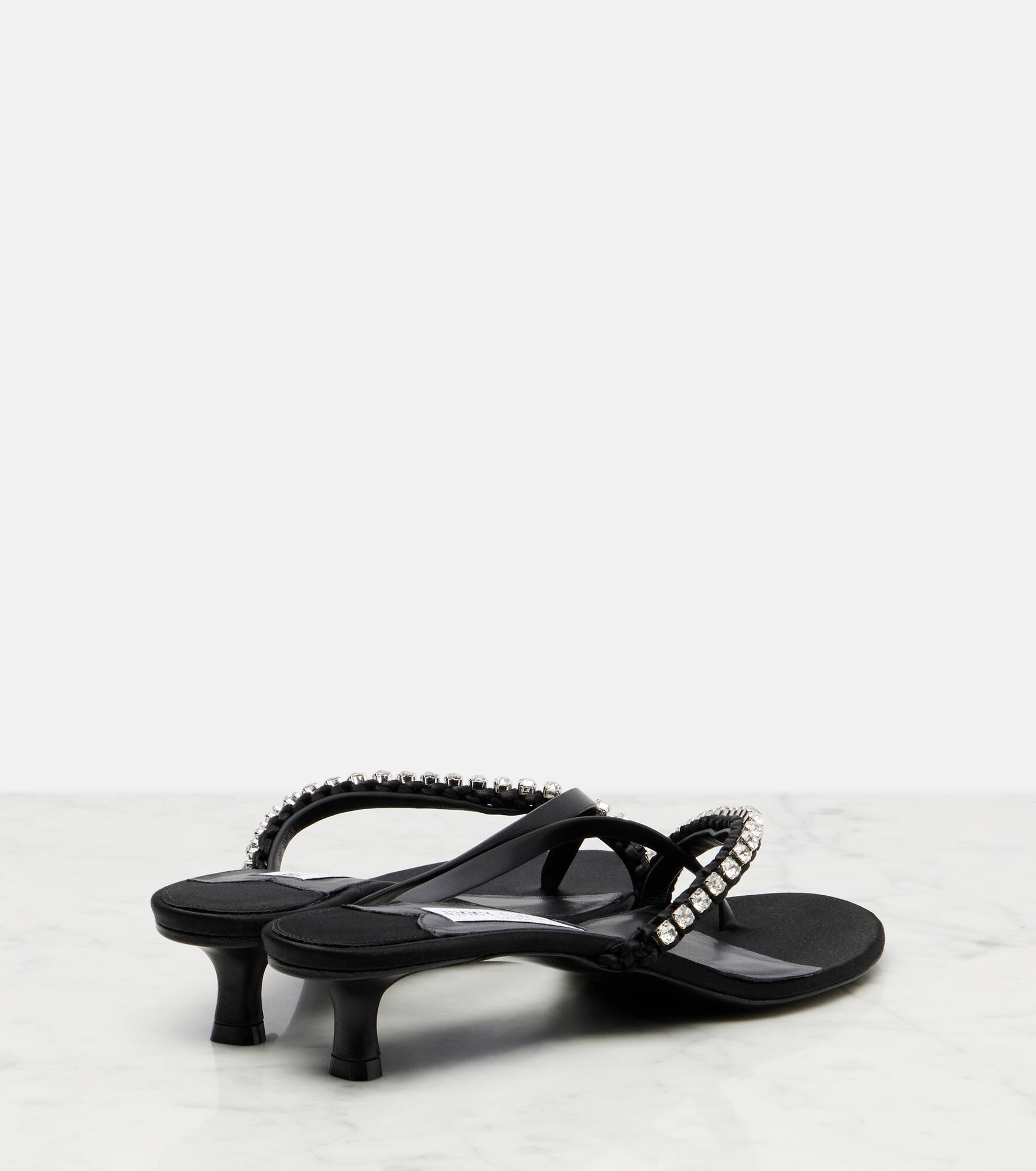 Dila 35 leather and satin thong sandals - 2
