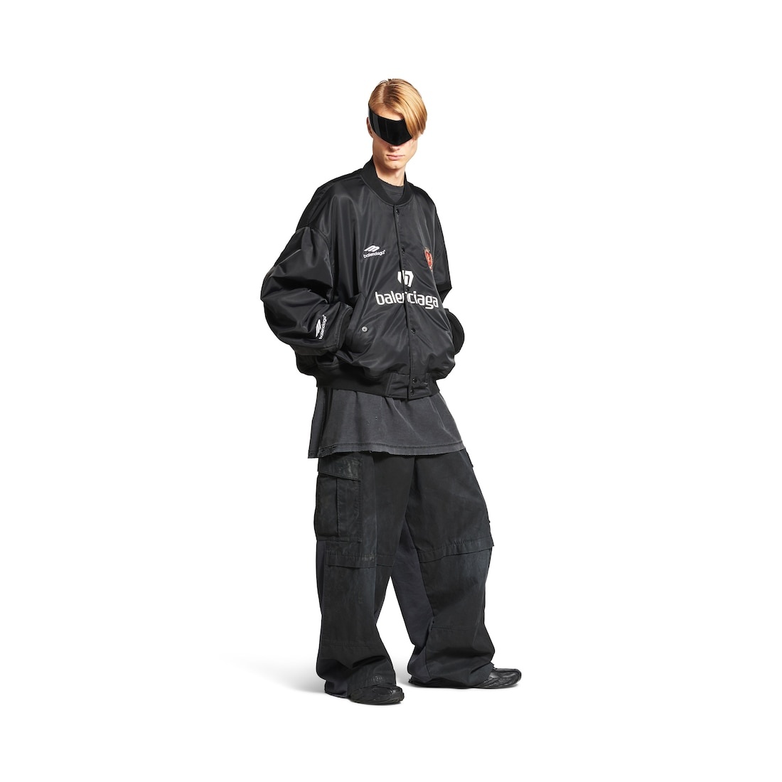 Men's Soccer Varsity Jacket in Black - 2