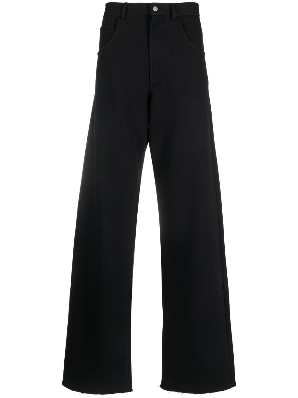 logo-embroidered cotton wide-leg trousers - 1
