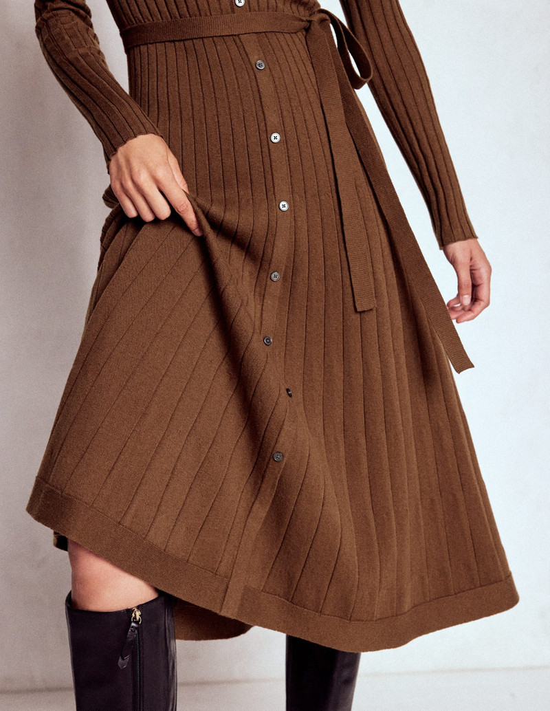 Rachel Knitted Shirt Dress-Raw Umber 5