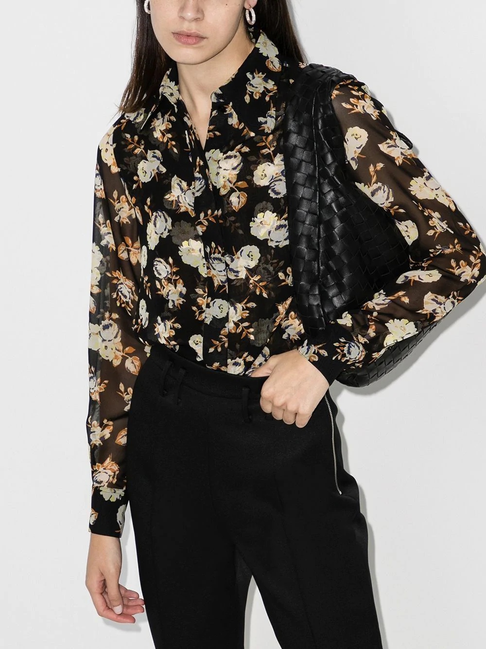 floral print silk shirt - 2