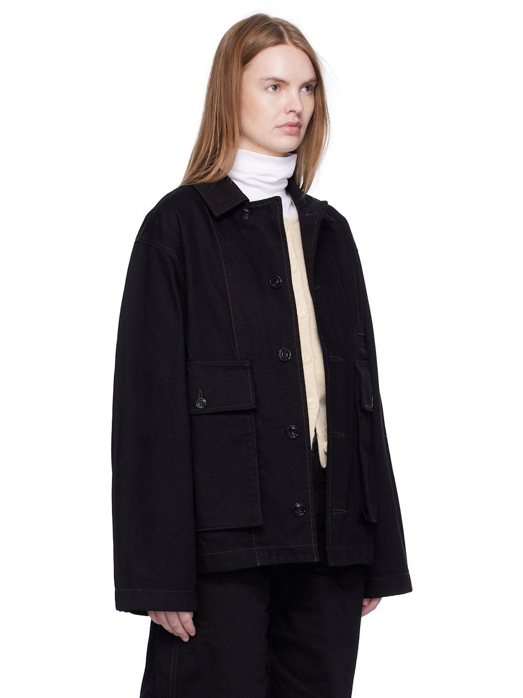 Black Boxy Denim Jacket - 2
