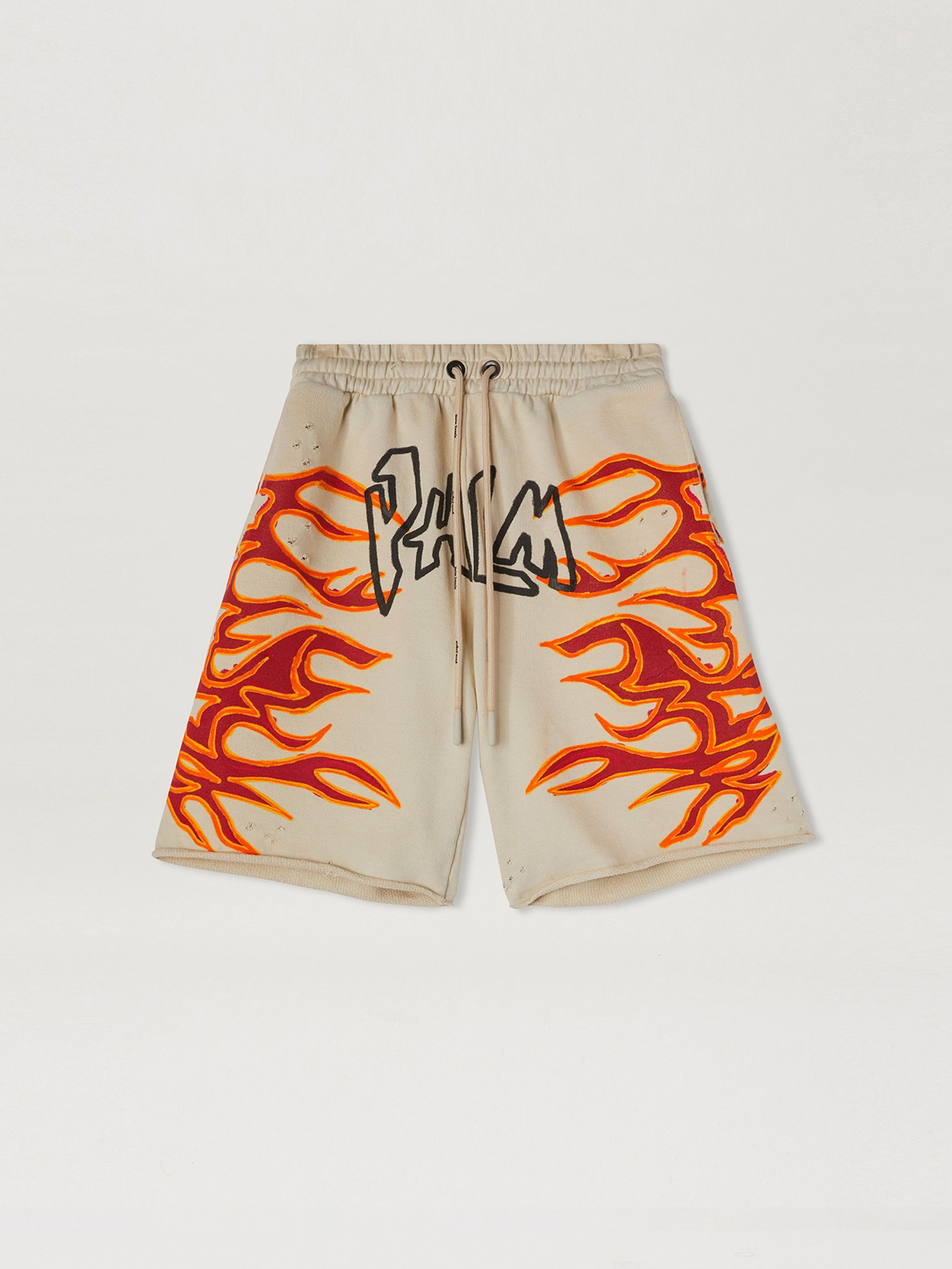 GARMENT DYE GRAFFITI FLAMES SWEATSHORTS - 1