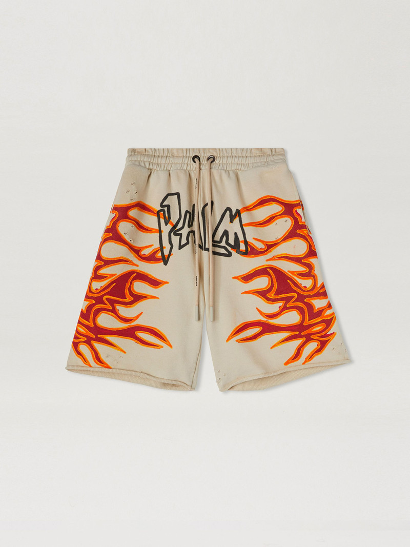 GARMENT DYE GRAFFITI FLAMES SWEATSHORTS 1
