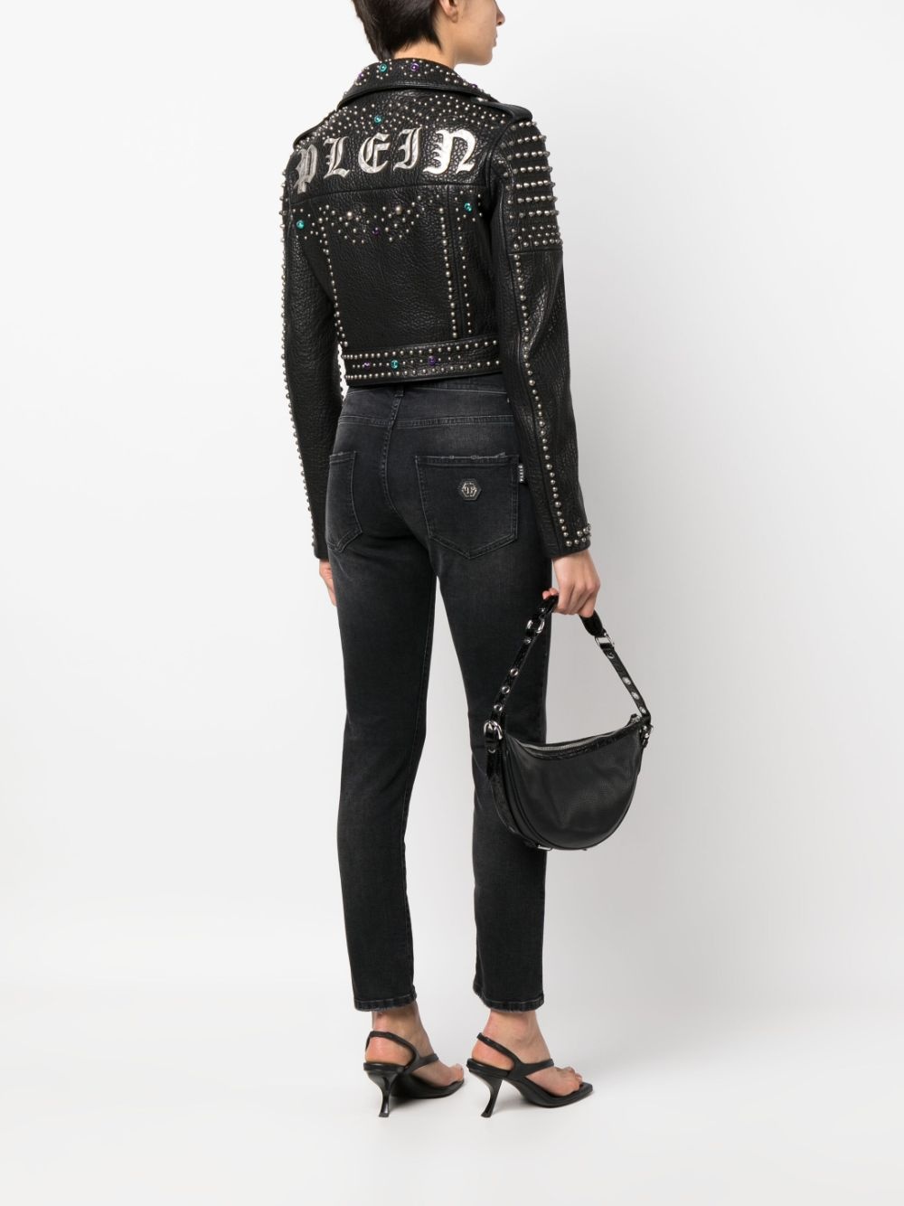 studded leather biker jacket - 2