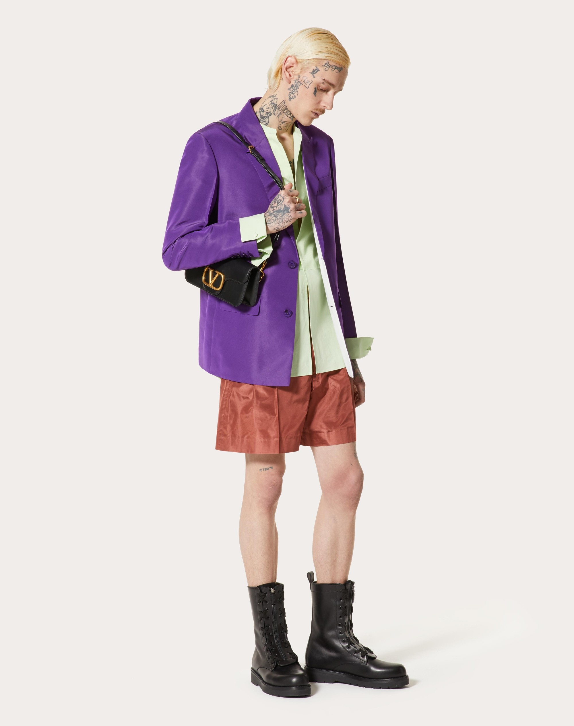 COTTON POPLIN SHIRT WITH WASHED SILK PLASTRON - 2