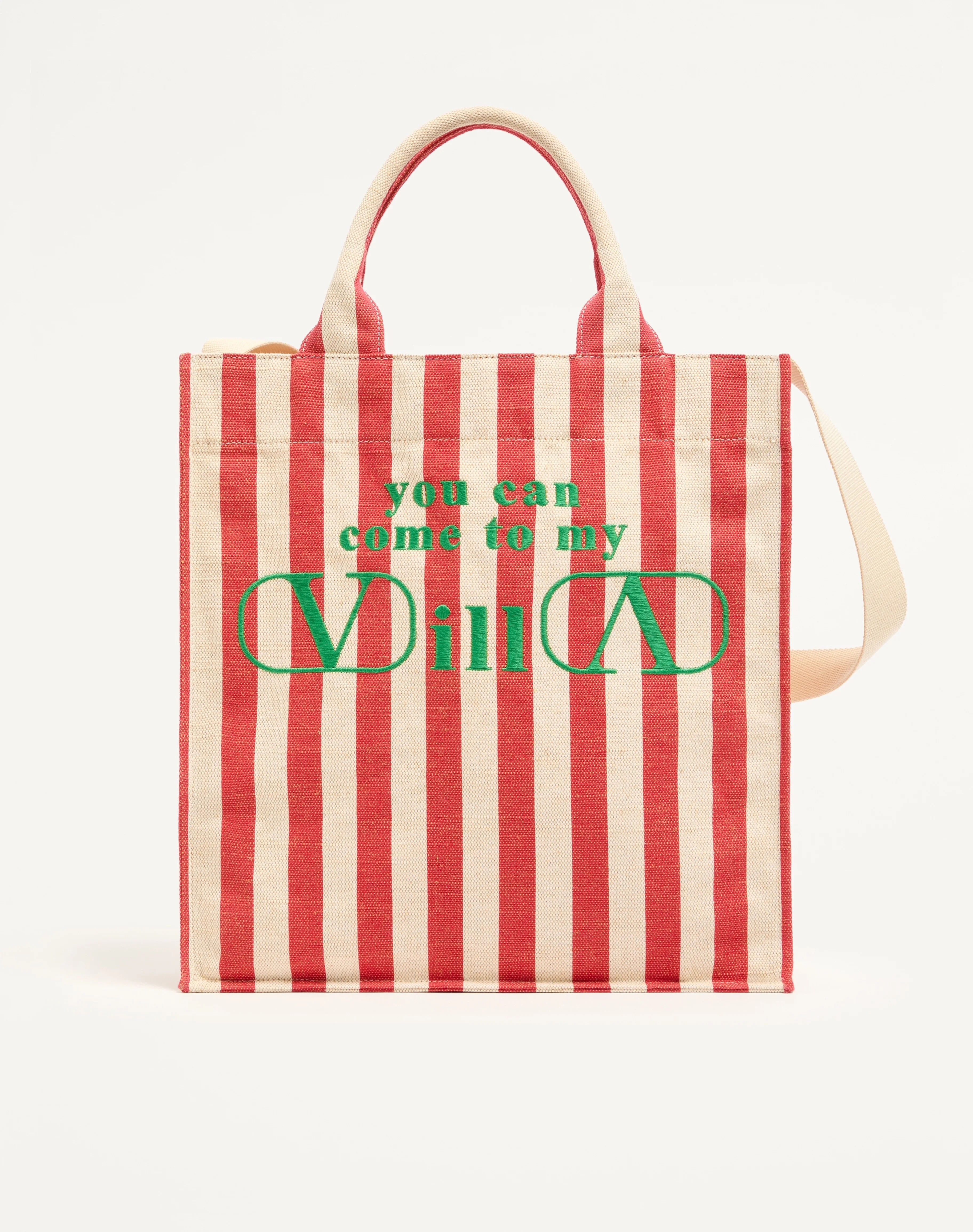 VALENTINO GARAVANI MYVILLA MEDIUM CANVAS SHOPPING BAG WITH EMBROIDERY - 1