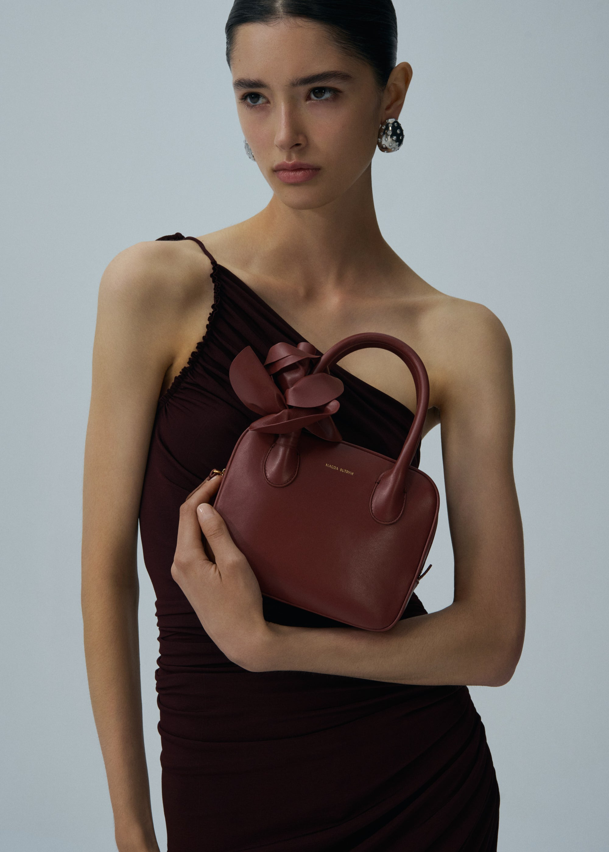 Brigitte square bag in amber leather and gold - 4