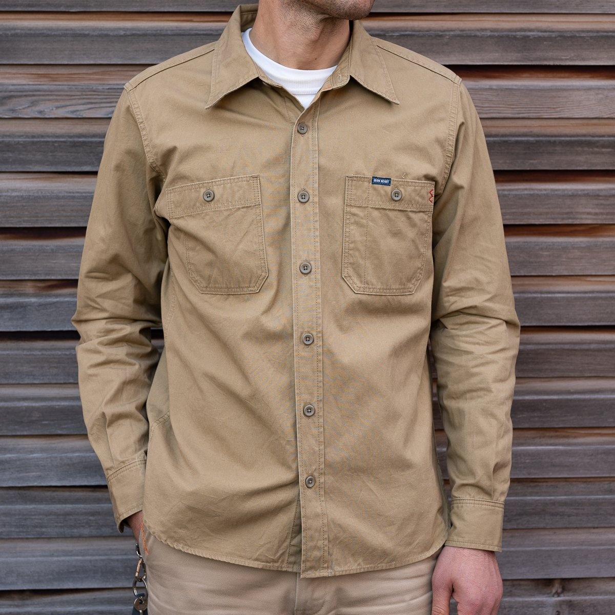 IHSH-395-KHA 7oz Fatigue Cloth Work Shirt - Khaki - 4