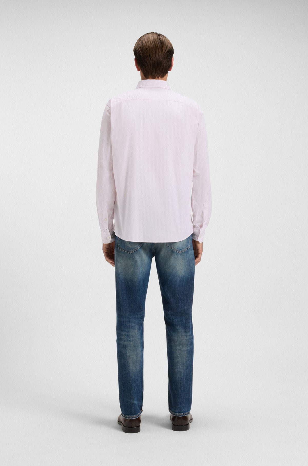 SLIM-FIT SHIRT IN A STRIPED COTTON BLEND - 5