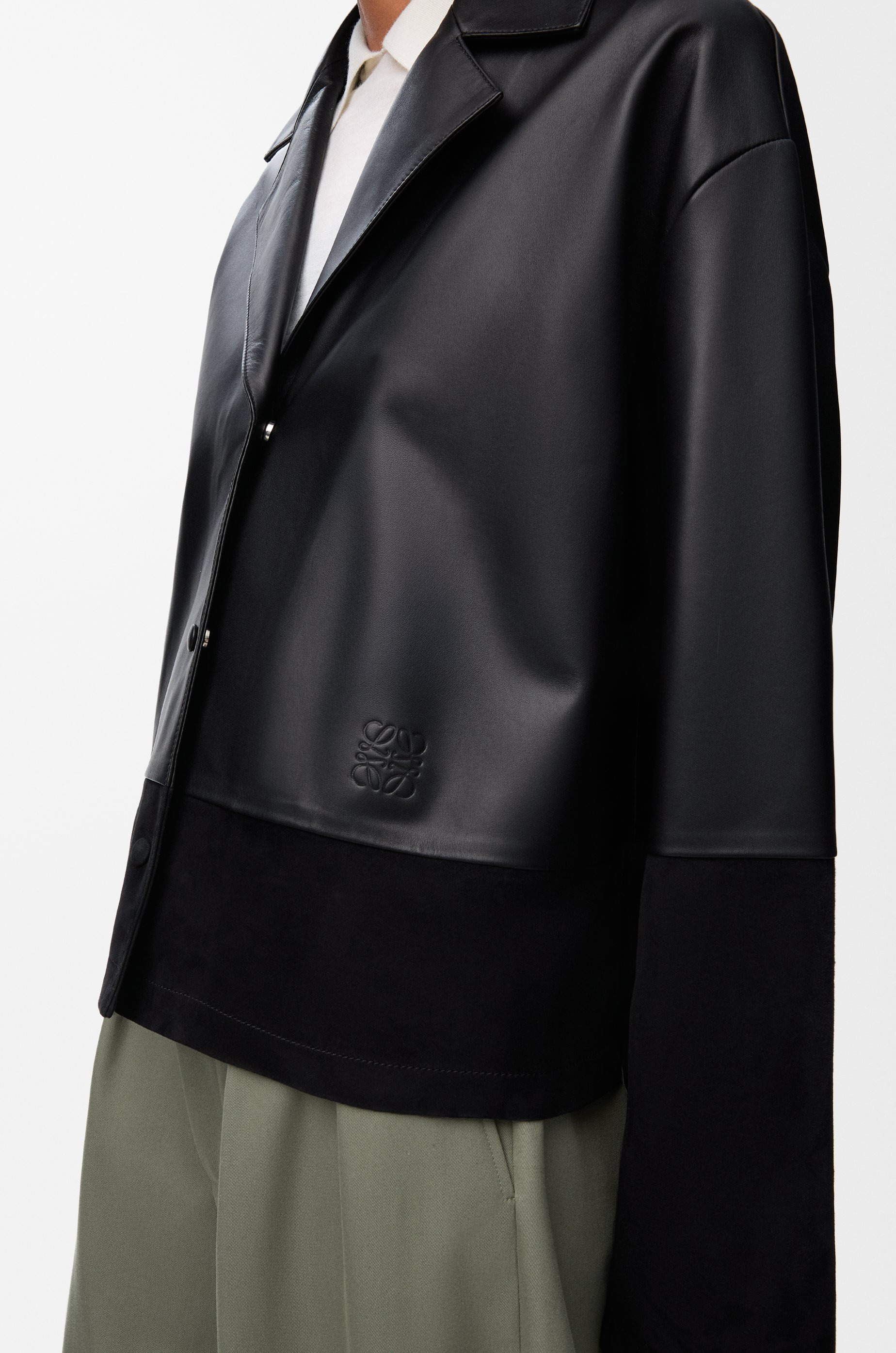 Pyjama blouse in nappa lambskin and suede goatskin - 5