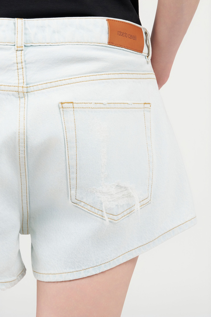 Light Wash Denim Shorts with Distressed Details 6