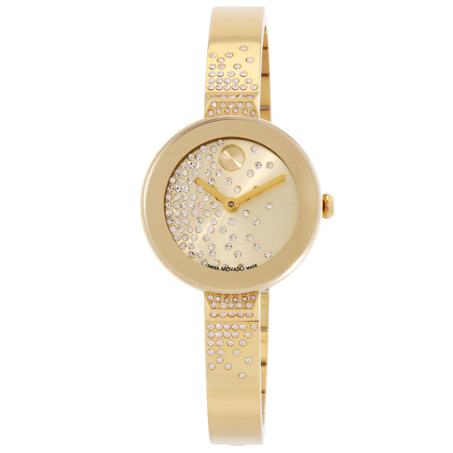 Movado - Movado Bold Crystal Accent Quartz Gold Dial Ladies Watch 3600926 - 1