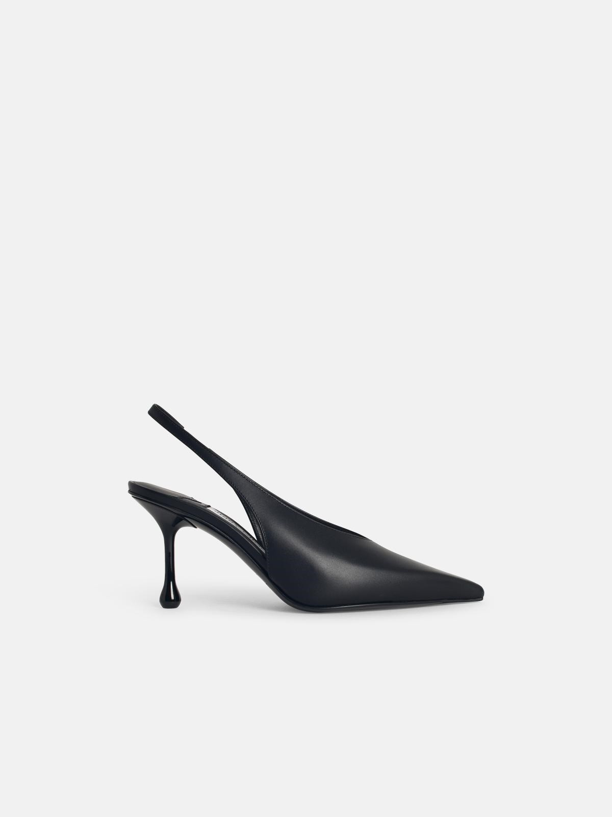 'ISA 80' BLACK LEATHER SLINGBACKS - 1