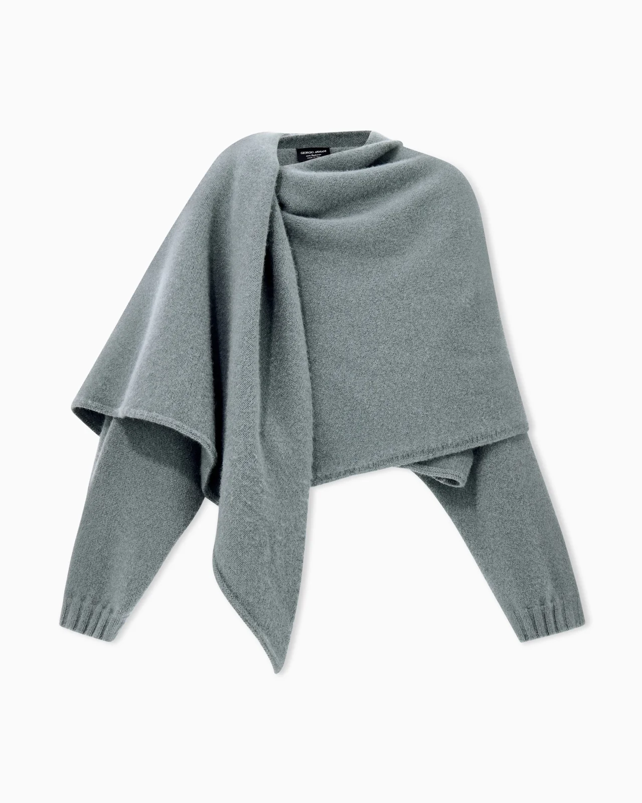 ASYMMETRICAL CASHMERE CARDIGAN WITH DRAPED COLLAR - 1