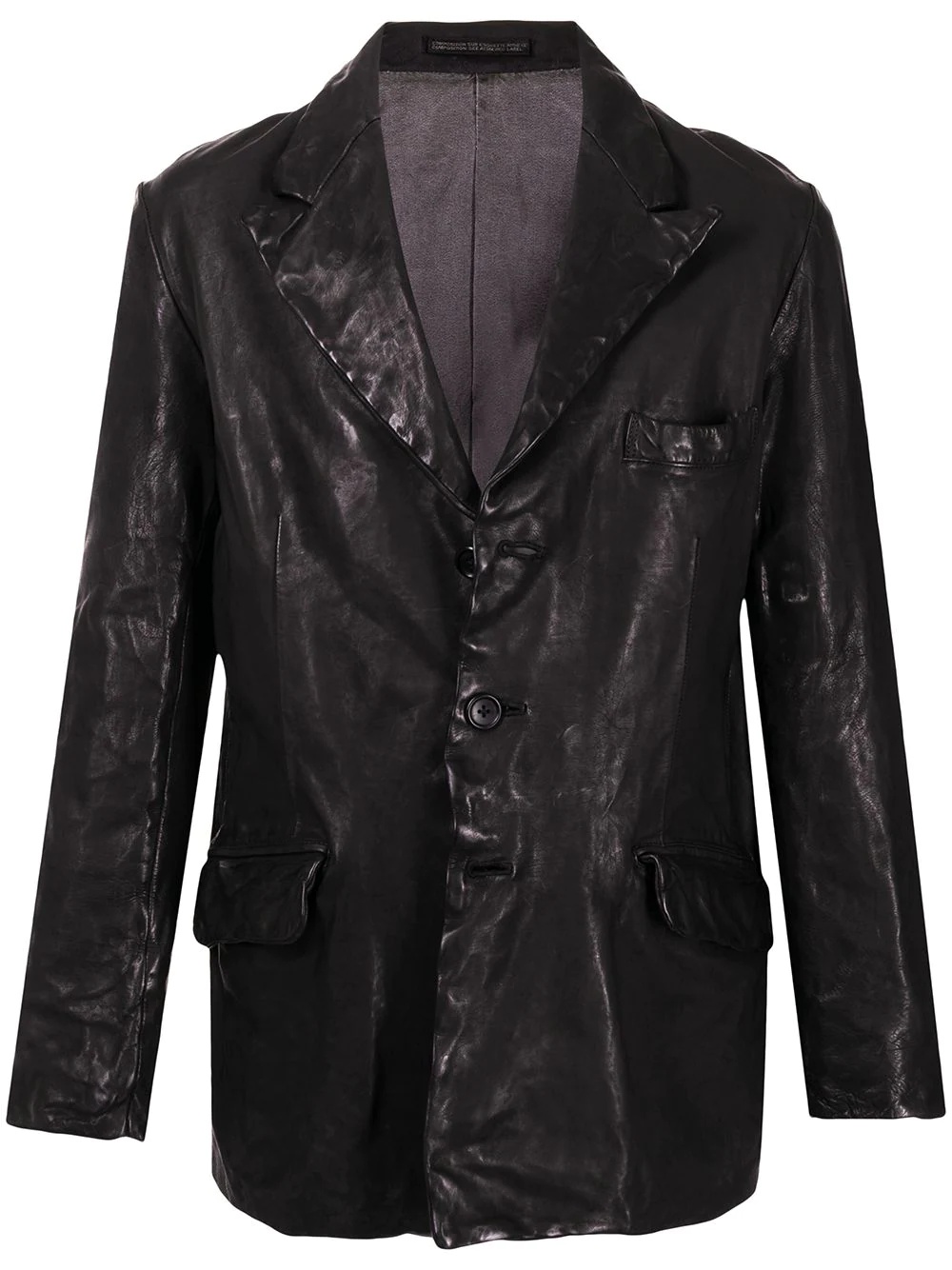 crinkled leather blazer - 1