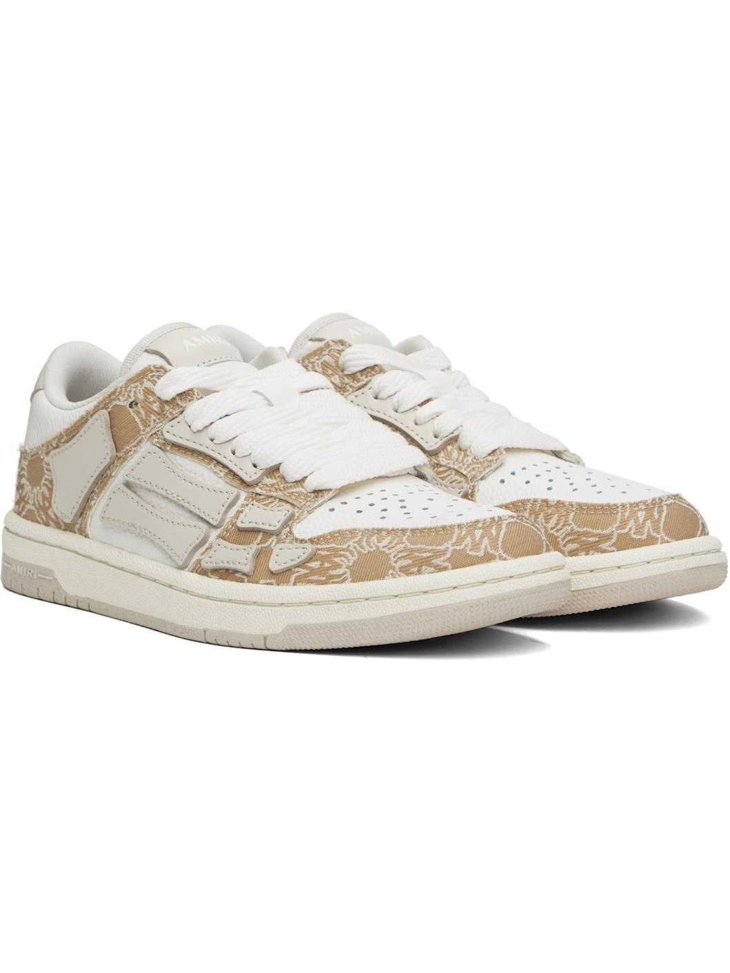 White & Beige MA Quad Skel Low Top Sneakers - 4
