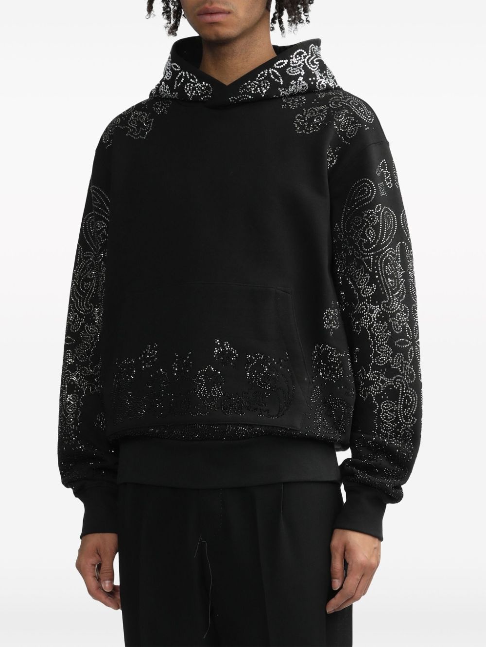 crystal-embellished cotton hoodie - 3