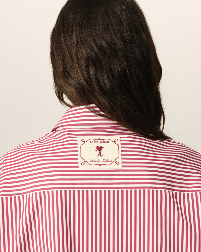 RED BOXY STRIPED COTTON SHIRT 4