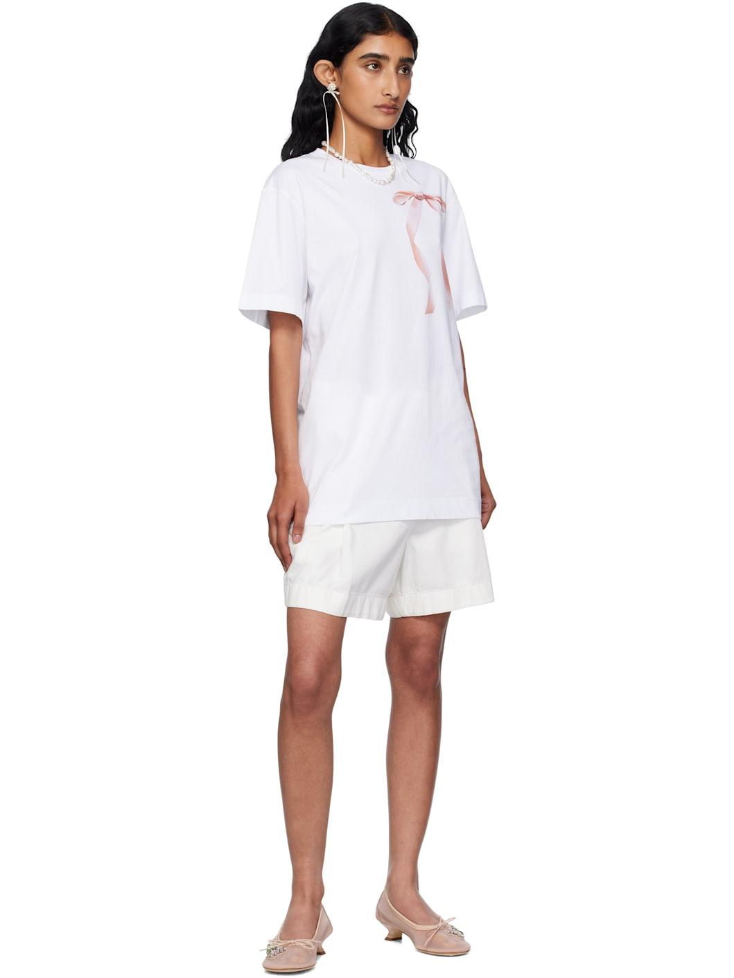 White Ribbon Bow Tail T-shirt - 4
