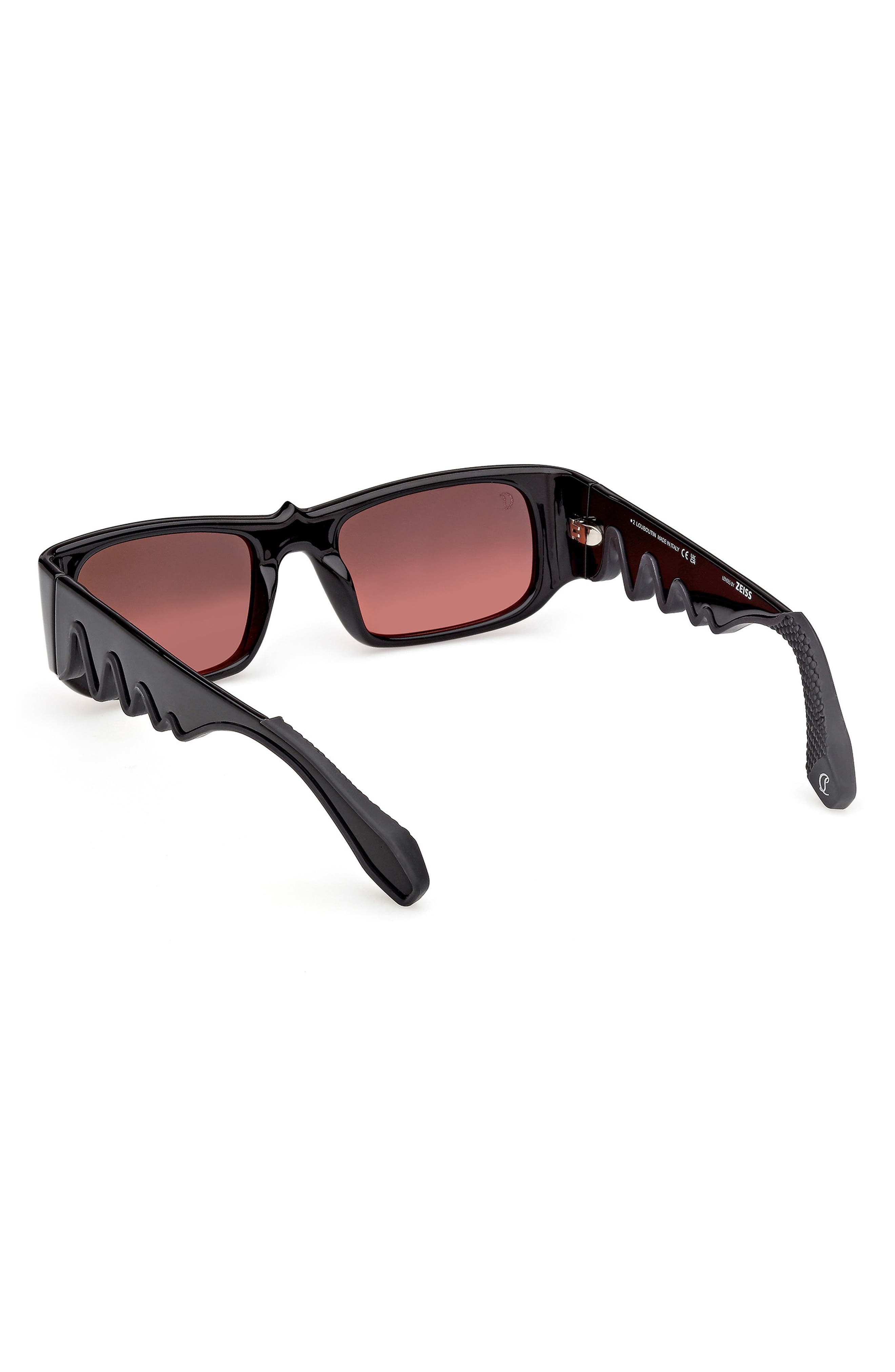 Christian Louboutin 53mm Loubishark Rectangular Sunglasses in Black/Red Gradient at Nordstrom - 4