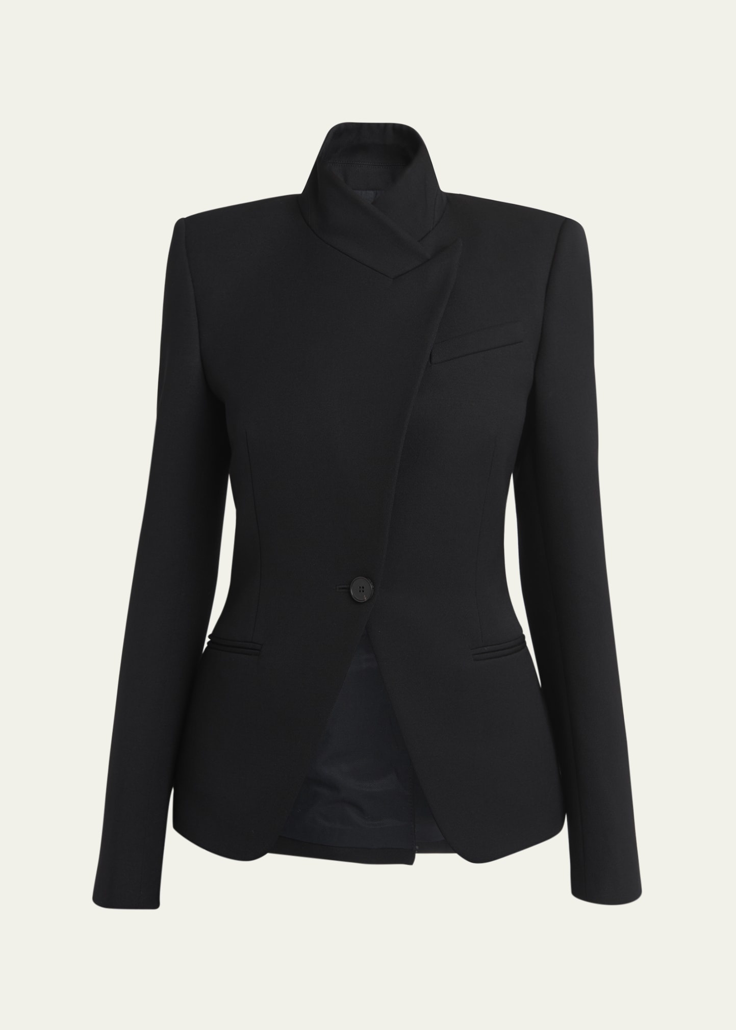 Structured Fitted Wool Blazer - 1