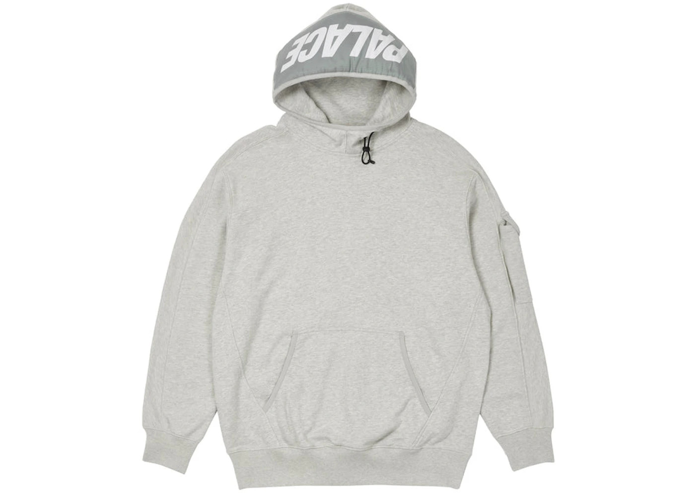 Palace Giant Woven Label Hood Grey Marl - 1