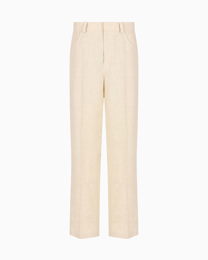 DENIM-EFFECT LINEN-BLEND TROUSERS 1
