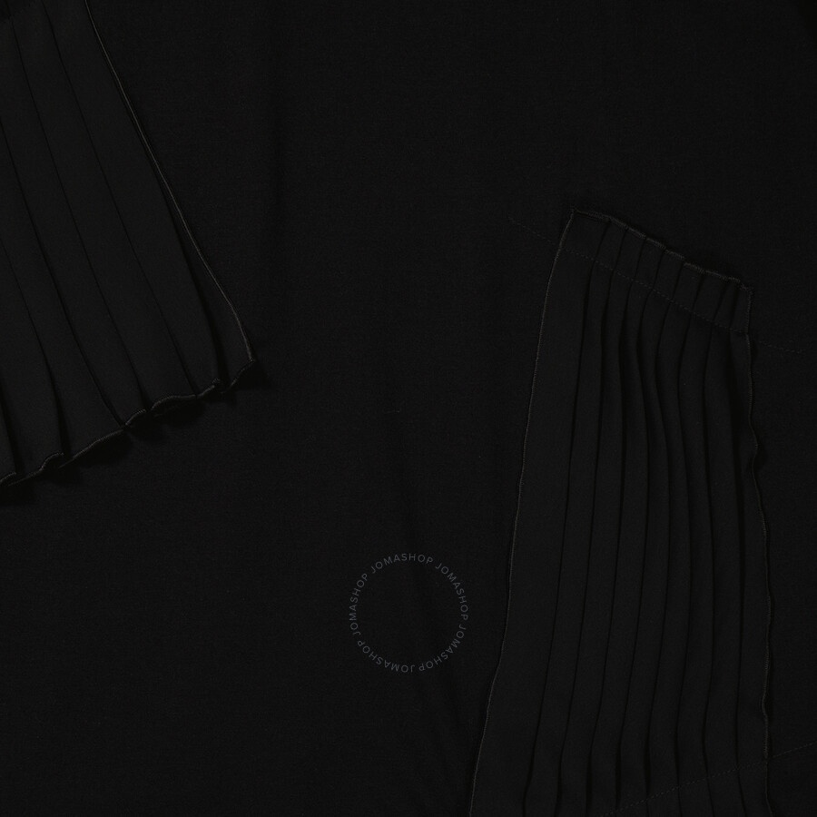 MM6 Ladies Black Asymmetrical Pleated Cotton Jersey Dress - 7