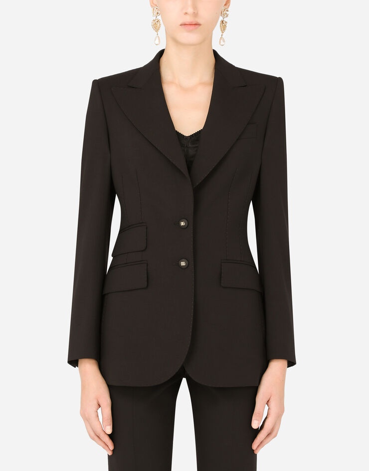 Single-breasted woolen Turlington jacket - 1