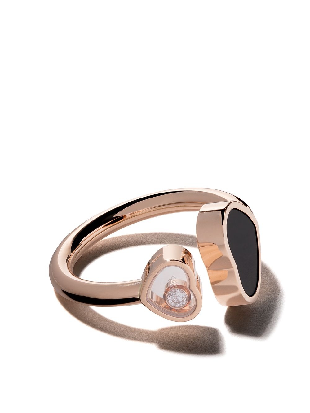 18kt rose gold Happy Hearts onyx and diamond ring - 1