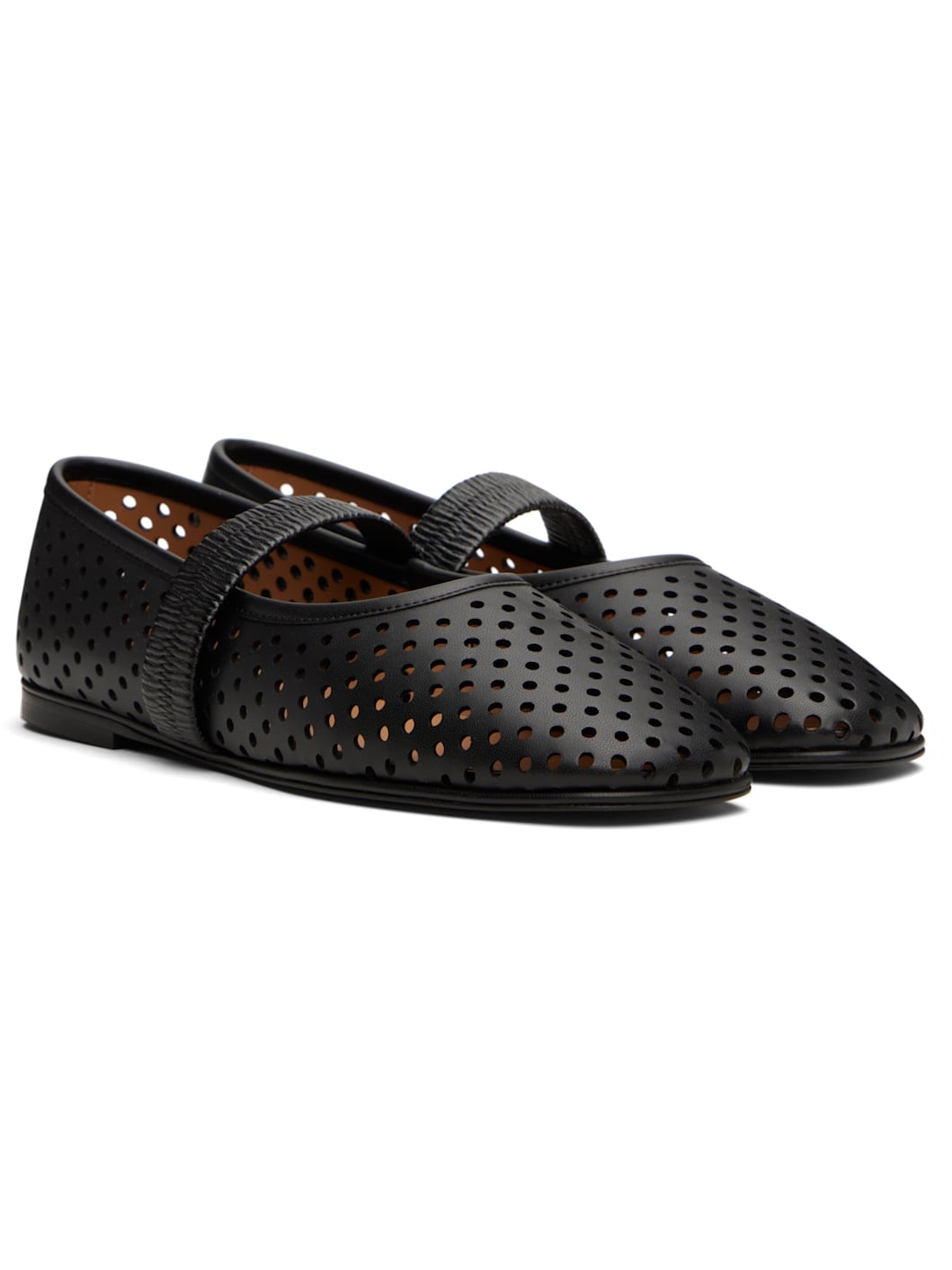 Black Ryder Perforated Ballerina Flats - 4