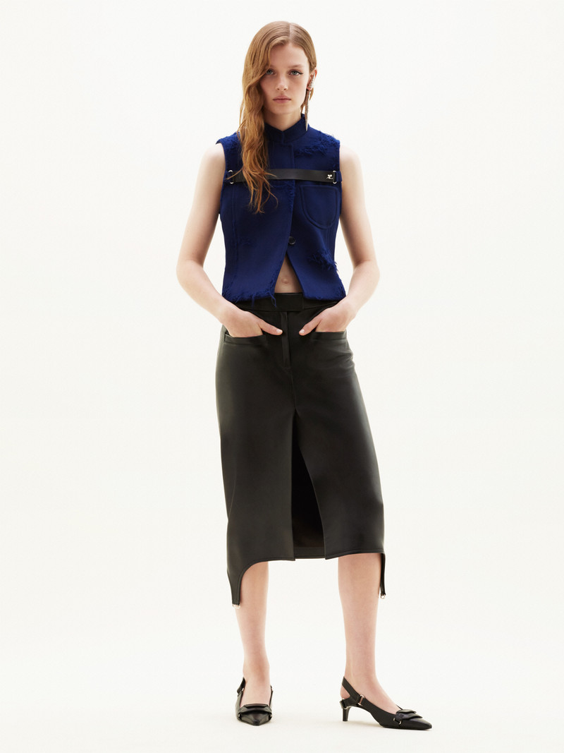 courrèges DISTRESSED STRAP RACER JACKET outlook