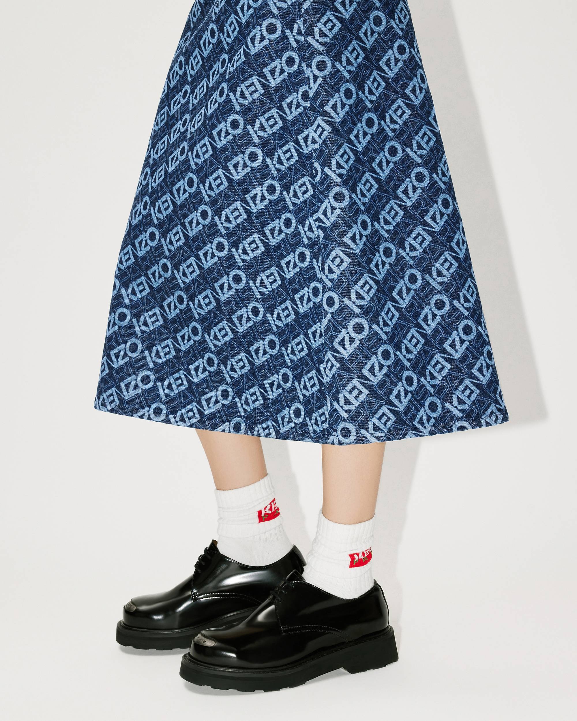Monogram long denim skirt - 6