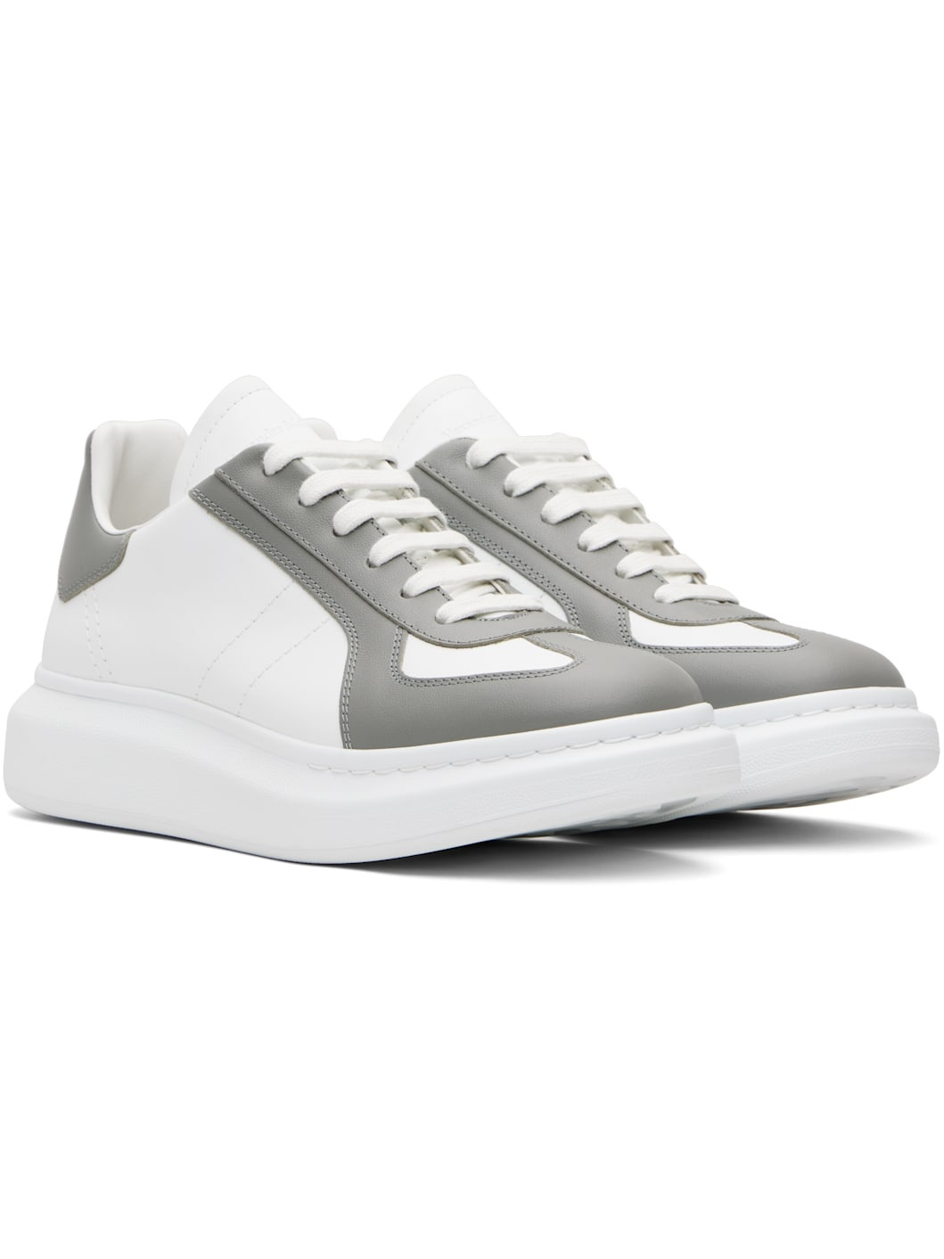 White & Gray Oversized Retro Sneakers - 4
