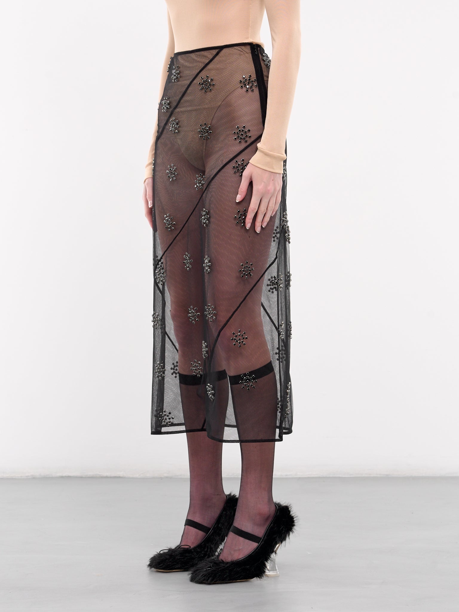 Sheer Spiral Midi Skirt - 2