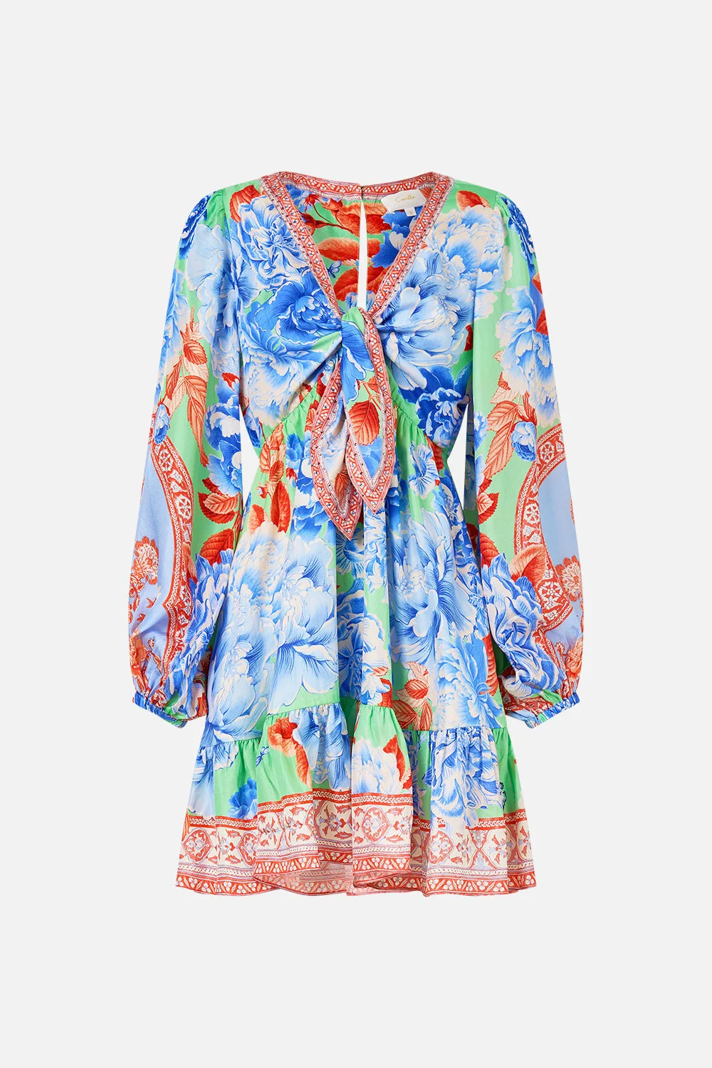 SHORT TIE FRONT BLOUSON DRESS - 1