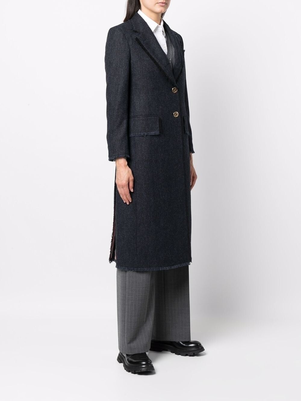 tweed single-breasted coat - 3