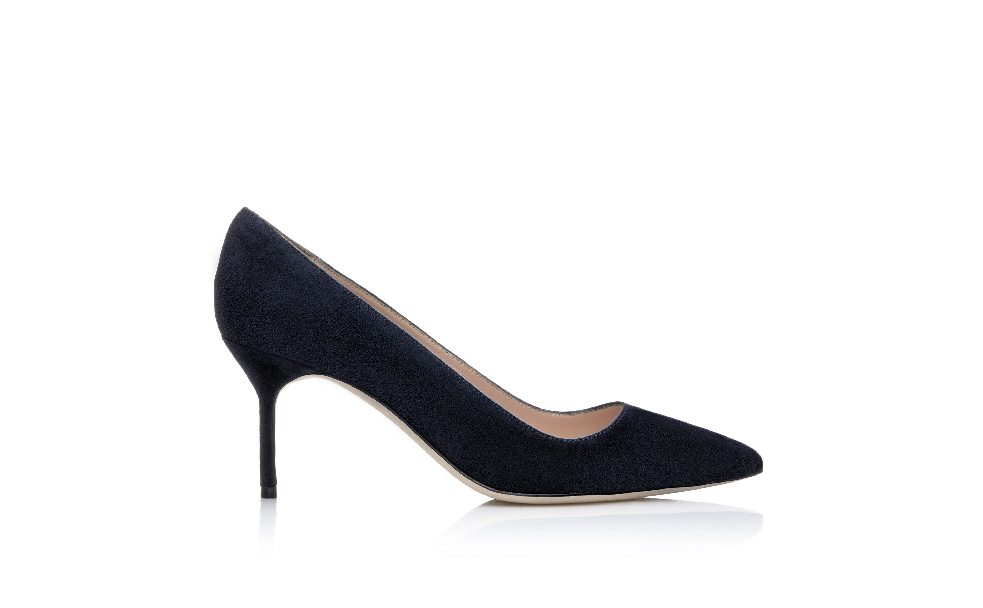 Navy Suede Pointed Toe Pumps - 1