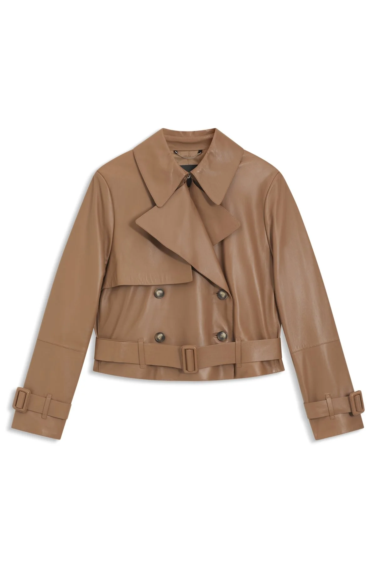 TRENCH-STYLE LEATHER JACKET WITH TIE-UP BELT - 1