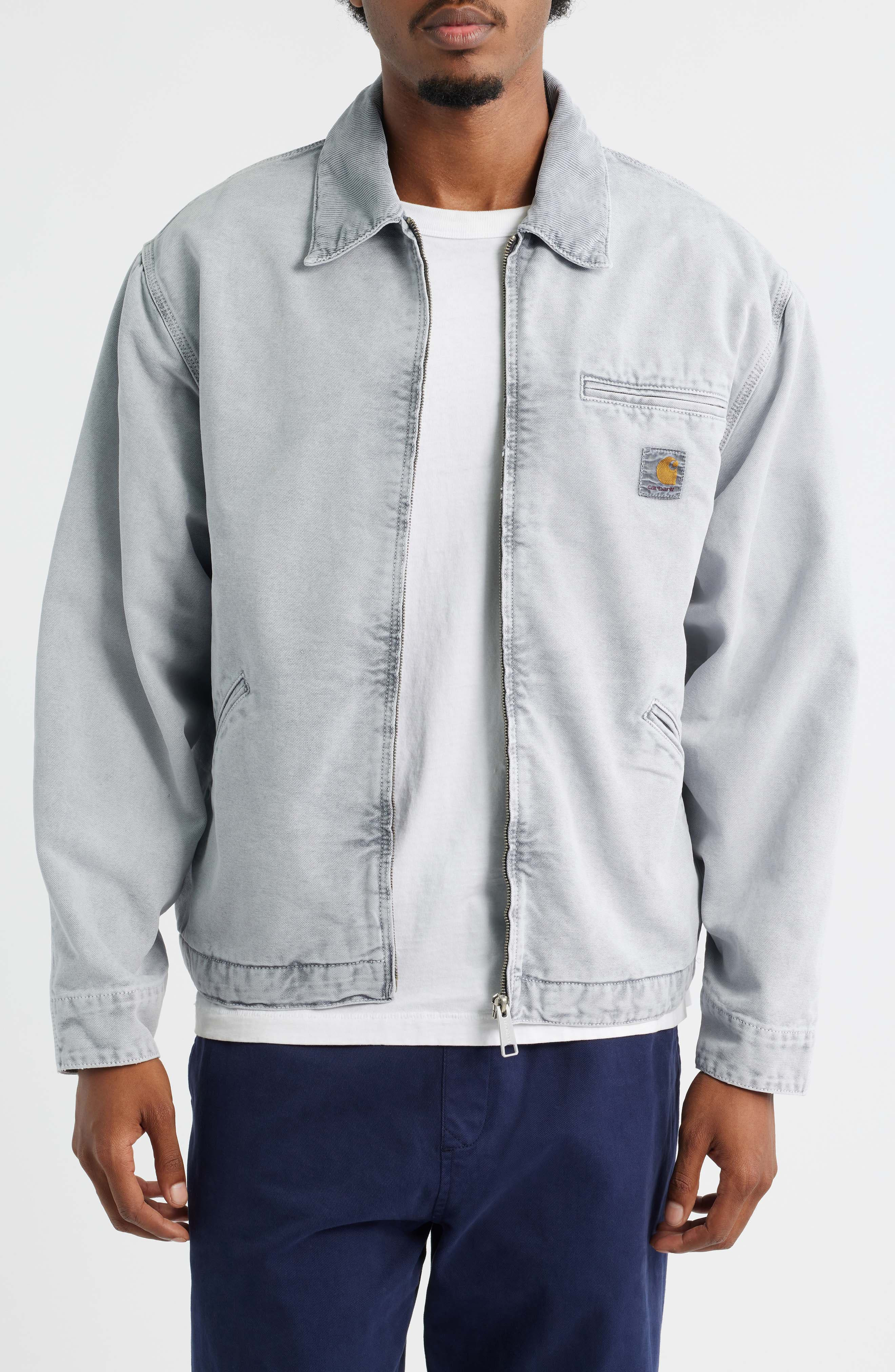 Carhartt Work In Progress OG Detroit Organic Cotton Canvas Jacket in Black /Black Chalk Wash at Nord - 1