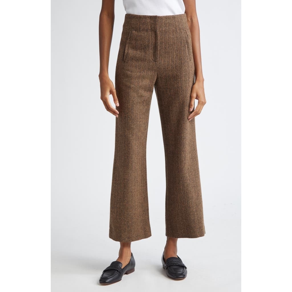 Veronica Beard Dova Tweed Herringbone Crop Wide Leg Pants in Camel/Black at Nordstrom - 1