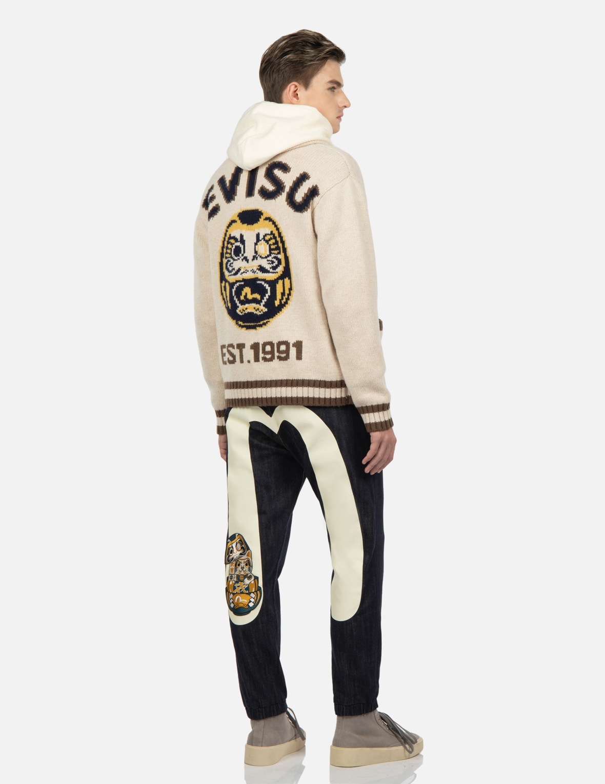 DARUMA INTARSIA-KNIT ZIP-UP SWEATER - 3