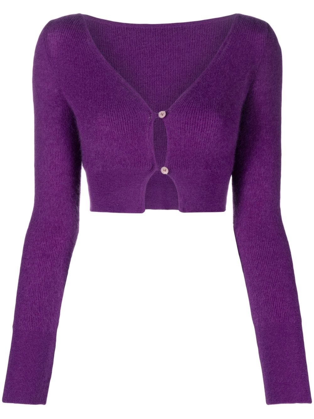 cropped V-neck cardigan - 1