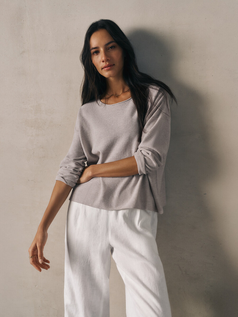 Organic Linen Cotton Jewel Neck Box-Top 7